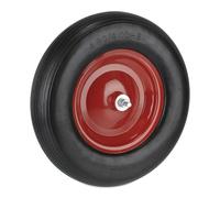 Relaxdays Ruote Carriola 4.80 4.00-8, Gomma Piena, Cerchione in Acciaio, da Carrello, Carico 120 kg, in PU, Nero Rosso