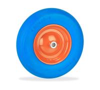 Relaxdays Ruote Carriola 4.80 4.00-8, Gomma Piena con Cerchione in Acciaio, Antiforatura, da Carrello, PU, Blu Arancione