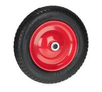 Relaxdays 3.00-8 Ruota Carriola, Gomma Piena Antipanne con Cerchione in Acciaio, Ruotino, Fino a 80 kg, Nero Rosso