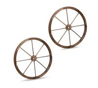 Relaxdays Ruota di Carro Vintage in Legno, Set da 2, Decorazioni per Giardino da Appendere, da Esterno, Western, Marrone
