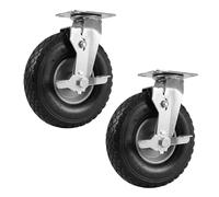 Relaxdays ruota girevole con freno, set 2, 3.00-4, 120 kg, nero/argento