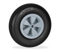 Relaxdays Ruota per Carriola 3,50-6, Gomma Piena, Cerchione Plastica, Ruotino Scorta Antiforatura, 100 kg, Nero/Grigio, 33 x 33 x 9 cm