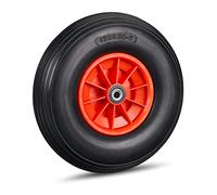 Relaxdays Ruota per Carriola 4.00-6, Gomma Piena e Cerchione in Plastica, 3 Adattatori, Antipanne, Max 100kg, Nero Rosso