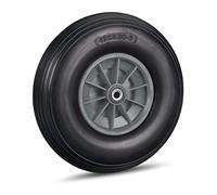 Relaxdays Ruota per Carriola 4.00-6, Gomma Piena e Cerchione in Plastica, 3 Adattatori, Max 100 kg, in Nero Grigio