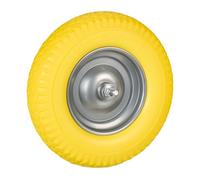 Relaxdays Ruota per Carriola 4.00-8, Gomma Piena con ASSE, Ruotino Scorta Portapacchi, Antipanne, 100 kg, Giallo Grigio, 39 cm