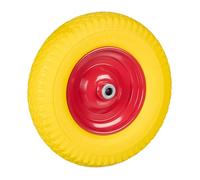 Relaxdays Ruota per Carriola 4.00-8, Gomma Piena Antipanne, Ruotino Scorta Portapacchi, Antiforatura,100kg, Giallo Rosso