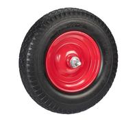 Relaxdays Ruota per Carriola 4.00-8, Gomma Piena con ASSE, Ruotino Scorta Portapacchi, Antiforatura, 100 kg, Nero Rosso, 39 cm