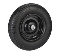 Relaxdays Ruota per Carriola 4.00-8, in Gomma Piena con ASSE, Ruotino Scorta Portapacchi, Antiforatura, 100 kg, Nero, 39 cm