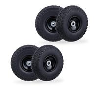 Relaxdays Ruota per Carriola 4.10/3.50-4", Set da 4 Gomme Piene Antiforatura, Ce