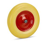 Relaxdays Ruota per Carriola 4.80 4.00-8, Gomma Piena e Cerchione in Acciaio, 3 Adattatori, Max 100 kg, Giallo/Rosso
