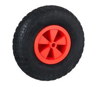 Relaxdays Ruota per carriola 3.50-6 – Gomma piena antiforatura, cerchione plastica, 100 kg, nero/rosso