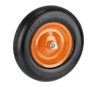 Relaxdays Ruote Carriola 4.80 4.00-8 con ASSE, Gomma Piena, Cerchione in Acciaio, Antiforatura, Carrello, Nero/Arancione
