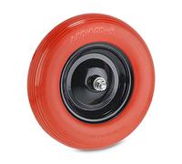 Relaxdays Ruote Carriola 4.80 4.00-8, Gomma Piena con Cerchione in Acciaio e ASSE, da Carrello, Fino 120 kg, Nero Rosso