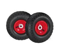 relaxdays 2X Ruote per Carrello 4.1/3.5-4, Gomme di Scorta Carriola, ASSE 16 mm, Fino 136 kg, 260 x 85 mm, Nero-Rosso