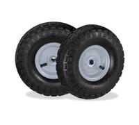 relaxdays 2X Ruote per Carrello 4.1/3.5-4, Gomme di Scorta Carriola, ASSE 16 mm, Fino 136 kg, 260 x 85 mm, Nero-Grigio