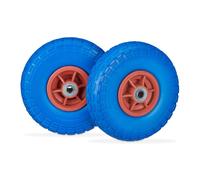 Relaxdays 2X Ruote per Carrello, Pneumatici in Gomma Antipanne, 4.1/3.5-4", ASSE 16mm, Fino a 150 kg,260x85mm, Blu Rosso