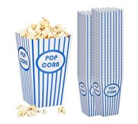 Relaxdays Sacchetti per Popcorn, Set da 144, a Righe, Feste Compleanno Tema Cinema, Box Contenitore Cartone, Blu Bianco