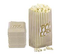 Relaxdays Sacchetti per Popcorn, Set da 144 Buste di Carta a Righe retrò, Feste Compleanno Tema Cinema, Box, Oro Bianco