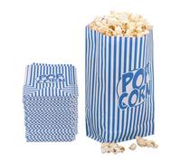 Relaxdays Sacchetti per Popcorn, Set da 144 Buste di Carta a Righe retrò, Feste Compleanno Tema Cinema, Box, Blu Bianco, 26 x 13 x 8 cm