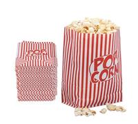 Relaxdays Sacchetti per Popcorn, Set da 48, a Righe, Feste Compleanno Tema Cinema, Box Contenitore Carta, Rosso Bianco