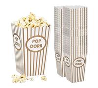 Relaxdays Sacchetti per Popcorn, Set da 48, a Righe, Feste Compleanno Tema Cinema, Box Contenitore Cartone, Oro Bianco