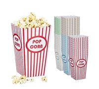 Relaxdays Sacchetti per Popcorn, Set da 50, a Righe, Feste Compleanno Tema Cinema, Box Contenitore Cartone, Multicolore, 16 x 10,5 x 10,5 cm
