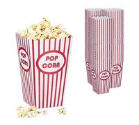Relaxdays Sacchetti per Popcorn, Set da 72, a Righe, Feste Compleanno Tema Cinema, Box Contenitore Cartone, Rosso Bianco, 16 x 10,5 x 10,5 cm