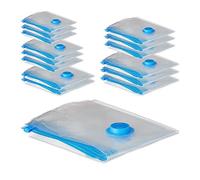 Relaxdays Sacchetti Sottovuoto per Vestiti, Set da 15, Buste sotto Vuoto per Indumenti, 5 Misure, Sacchi, Trasparente, 110 x 80 x 0,01 cm