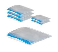 Relaxdays Sacchetti Sottovuoto per Vestiti, Set da 6, Sacchi sotto Vuoto per Valigia, 2 Misure, Vacuum Bags, Trasparente