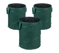 Relaxdays Sacchi da Giardinaggio, Set da 3, 90 l, Fogliame e Rifiuti, Pop Up, Impermeabile e Stabile ai Raggi UV, Verde, Poliestere