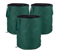 Relaxdays Sacchi per Foglie Pop Up, Set da 3, per Fogliame e Rifiuti da Giardino, 160 l, Autoportante, ∅: 55 cm, Verdi