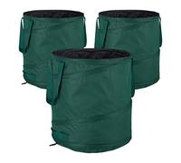Relaxdays Sacchi per Foglie Pop Up, Set da 3, per Fogliame e Rifiuti da Giardino, 60 l, Autoportante, HD 48x40 cm, Verde