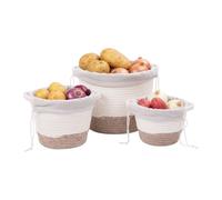 Relaxdays Sacchi per Patate, Set da 3, con Manici, Cotone e Poliestere, Vari Formati, Bianco/Beige