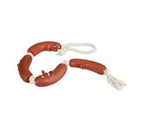 Relaxdays Salsicce Giocattolo, per Cani Media & Piccoli, Robusto, Senza Suono, Gioco da Masticare, L 65 cm, rosso/bianco