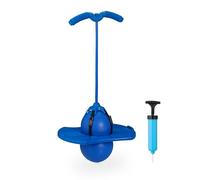 Relaxdays Salterello per Bambini, Pogo Stick con Palla Salta e Manici, 100 kg, 74x39x29 cm, Gioco da Esterno, Blu, Gomma, Plastica