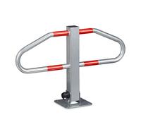 Relaxdays Barriera Parcheggio, Blocco Posto Auto, Catarifrangente, Metallo, 47x70x18 cm, Sbarra Posteggio, Argento