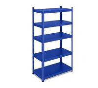 Relaxdays Scaffalatura in Metallo, Colore: Blu Scaffale in Acciaio, HLP 150 x 75 x 30 cm, con 5 Ripiani ad Alta Portata 875 kg, per Garage e Cantina