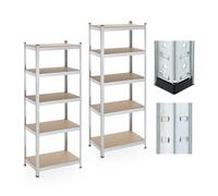 Relaxdays Scaffalatura Scaffale Carichi Pesanti, Set da 2, 180x70x45 cm, 5 Ripiani Alta Portata 500 kg, Garage, Acciaio, Argentato