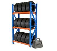 Relaxdays Scaffale 12 pneumatici blu/arancione