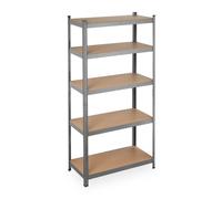 Relaxdays Scaffale in Metallo, Capacità fino a 875 kg, 180x90x45 cm, Scaffalatura ad Alta Portata da 5 Ripiani, Grigio