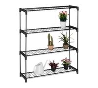 Relaxdays Scaffale Porta Piante, 4 Ripiani Portapiante in Vaso, Fiori e Erbe, Acciaio e Plastica, HLP 106x91x28 cm, Nero, 106 x 91 x 28 cm