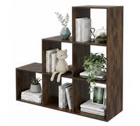 Relaxdays Scaffale a gradini, 6 Scomparti, HxLxP: 97,5x97,5x29 cm, sottotetto, libreria Salotto, Marrone Vintage