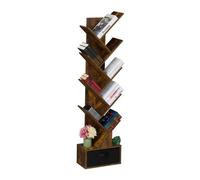 Relaxdays Scaffale libreria salvaspazio 9 ripiani ad albero Marrone 146x38x22 cm