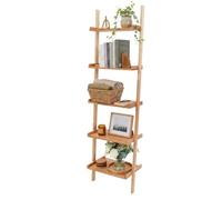 Relaxdays Scaffale a scala in legno noce, 5 ripiani, naturale