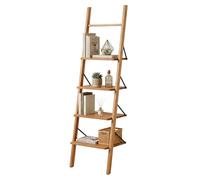 Relaxdays scaffale a scala in noce naturale, 4 ripiani, A×L×P: 180x44x35 cm