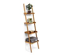Relaxdays Scaffale a Scala, Mobile Contenitore in bambù, Libreria con 4 Ripiani, Cucina, HLP 176 x 44 x 37 cm, Naturale, bambú, Marrone, 37x44x176 cm