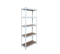 Relaxdays Scaffale portacarichi Bianco/Marrone, 5 Ripiani, 180x75x30cm, 875 kg, Cantina & Garage