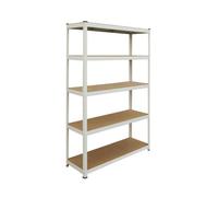 Relaxdays Scaffale portacarichi 5 ripiani 875 kg 200x120x60 cm Bianco/Marrone per cantina e garage