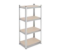 Relaxdays Scaffale Alta Portata in Acciaio Zincato, HLP: 138x60x40 cm, Carico 200 kg, per Garage e Cantina, Argentato, Inox