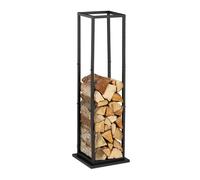 Relaxdays Scaffale Portalegna da Interno in Metallo, per Ceppi da Camino, HLP 121x35x35 cm, Porta Legna da Ardere, Nero, Acciaio